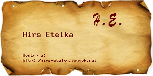 Hirs Etelka névjegykártya